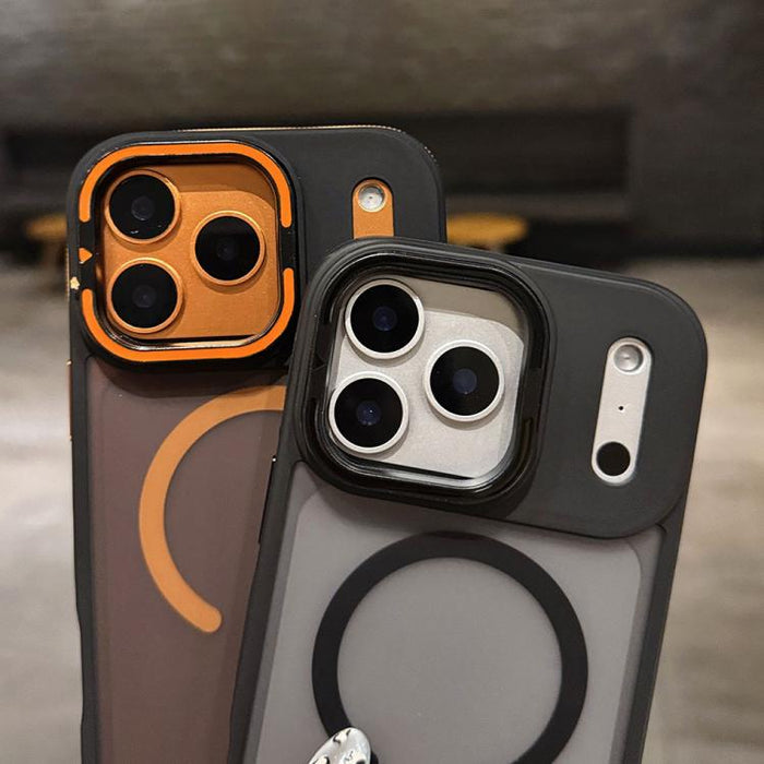 Skin Feel Frosted Metal Lens Holder MagSafe Magnetic Phone Case, For iPhone 14 Pro Max, For iPhone 13 Pro Max, For iPhone 13 Pro, For iPhone 13, For iPhone 12, For iPhone 12 Pro Max, For iPhone 12 Pro, For iPhone 11