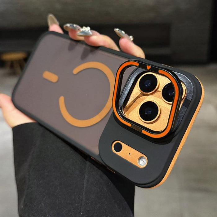 Skin Feel Frosted Metal Lens Holder MagSafe Magnetic Phone Case, For iPhone 14 Pro Max, For iPhone 13 Pro Max, For iPhone 13 Pro, For iPhone 13, For iPhone 12, For iPhone 12 Pro Max, For iPhone 12 Pro, For iPhone 11