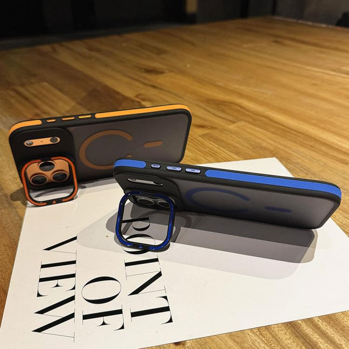 Skin Feel Frosted Metal Lens Holder MagSafe Magnetic Phone Case, For iPhone 14 Pro Max, For iPhone 13 Pro Max, For iPhone 13 Pro, For iPhone 13, For iPhone 12, For iPhone 12 Pro Max, For iPhone 12 Pro, For iPhone 11