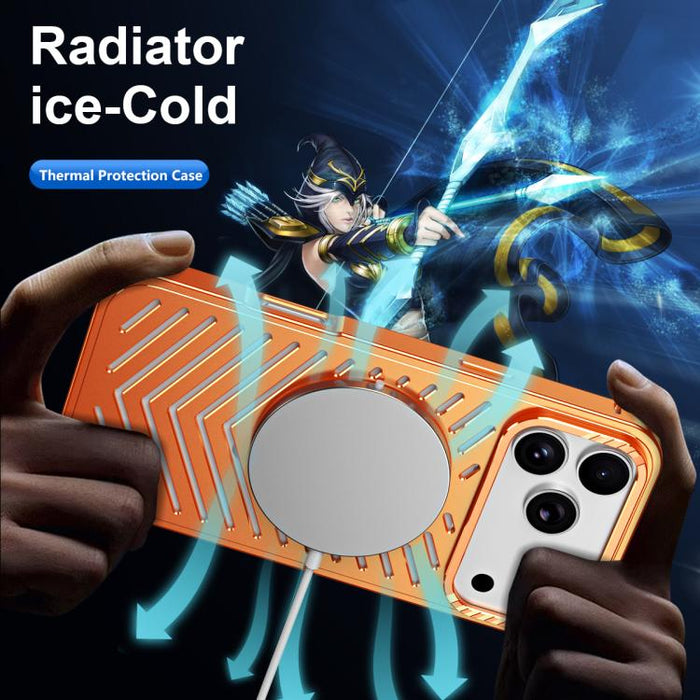 Cooling MagSafe Magnetic Holder Metal Phone Case, For iPhone 17 Pro Max, For iPhone 17 Pro, For iPhone 17