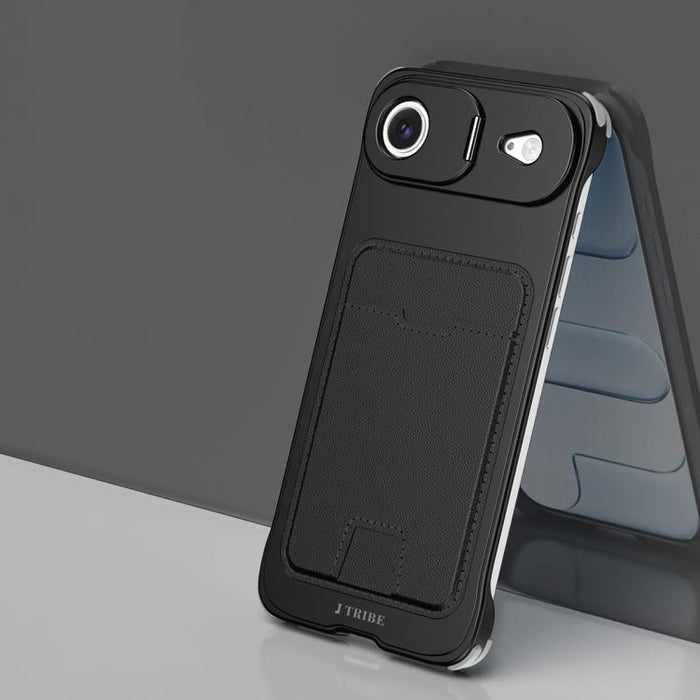 J TRIBE Metal Frameless Card Slot Lens Holder Phone Case, For iPhone 17 Pro Max, For iPhone 17 Pro, For iPhone 17, For iPhone Air, For iPhone 16 Pro Max, For iPhone 16 Pro, For iPhone 15 Pro Max, For iPhone 15 Pro