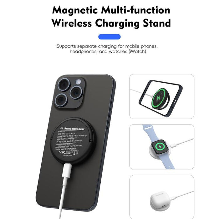 15W Multi-function Magnetic Wireless Charger with Fold Stand