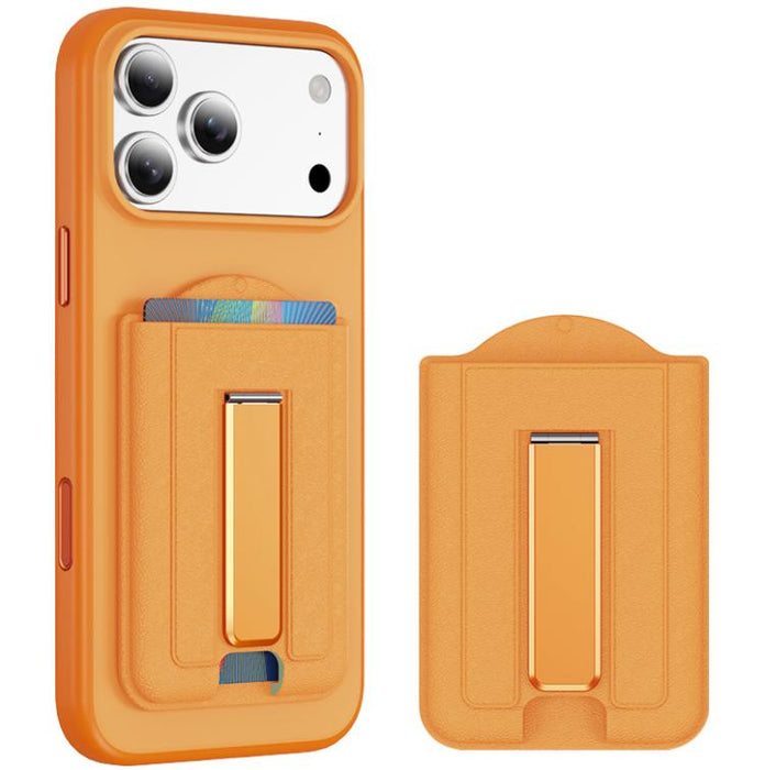 Leather Texture MagSafe Magnetic Folding Stand Phone Card Slots Holder