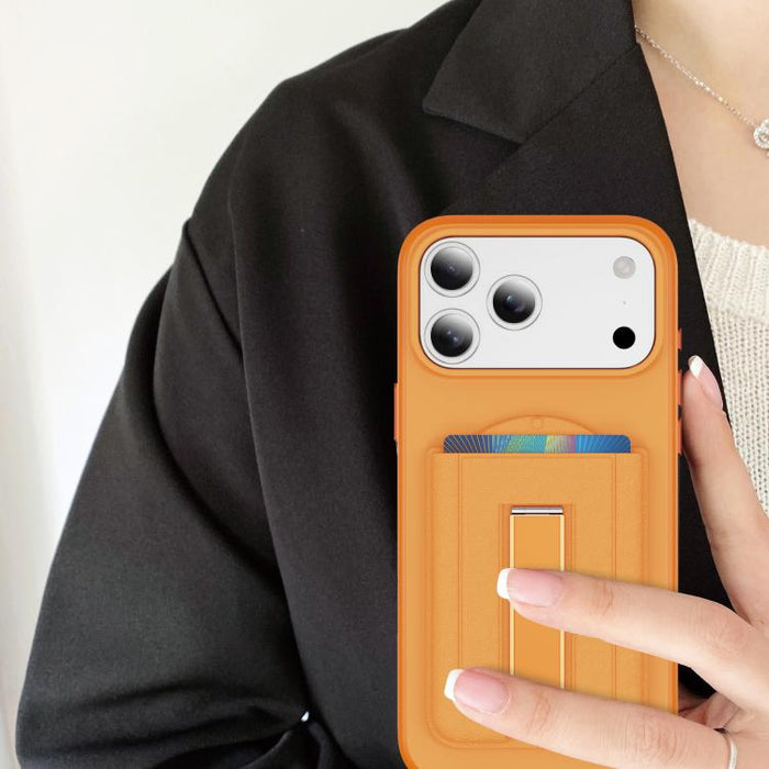 Leather Texture MagSafe Magnetic Folding Stand Phone Card Slots Holder