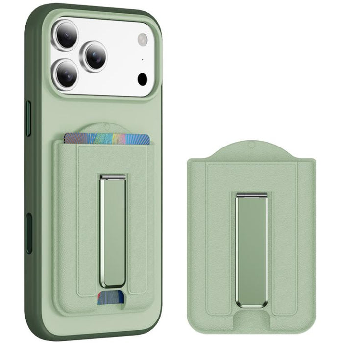 Leather Texture MagSafe Magnetic Folding Stand Phone Card Slots Holder