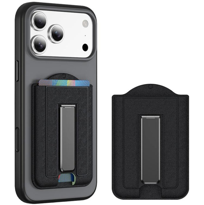 Leather Texture MagSafe Magnetic Folding Stand Phone Card Slots Holder
