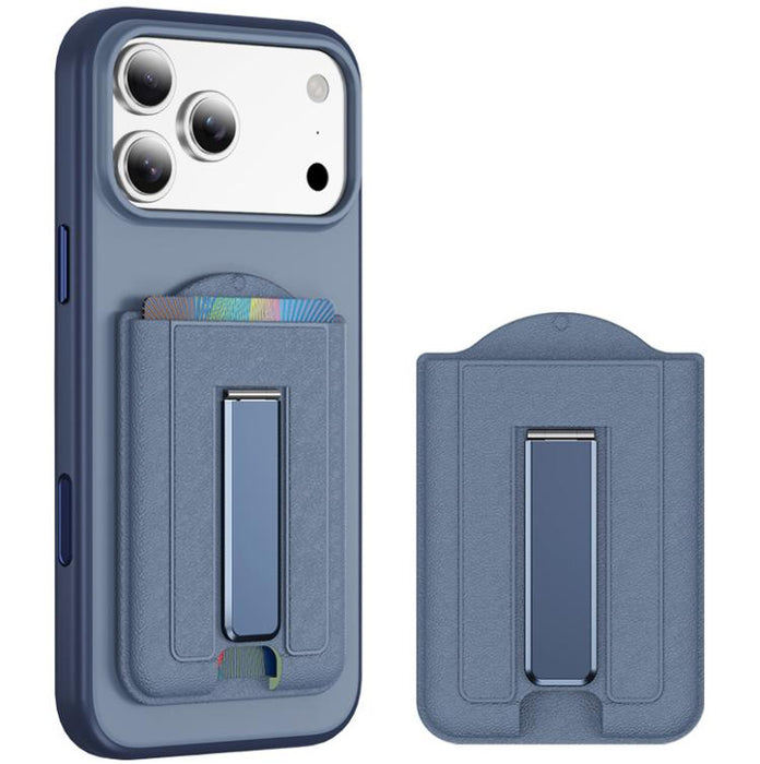 Leather Texture MagSafe Magnetic Folding Stand Phone Card Slots Holder