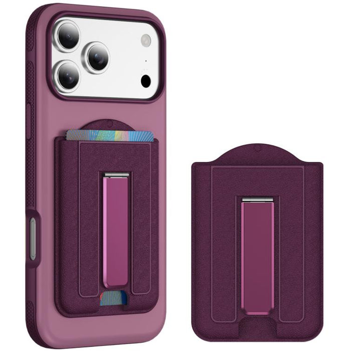 Leather Texture MagSafe Magnetic Folding Stand Phone Card Slots Holder