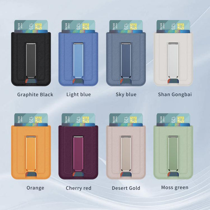 Leather Texture MagSafe Magnetic Folding Stand Phone Card Slots Holder