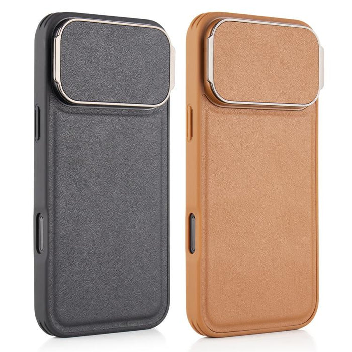 Lambskin Pattern Square Lens Holder Phone Case, For iPhone 17 Pro Max