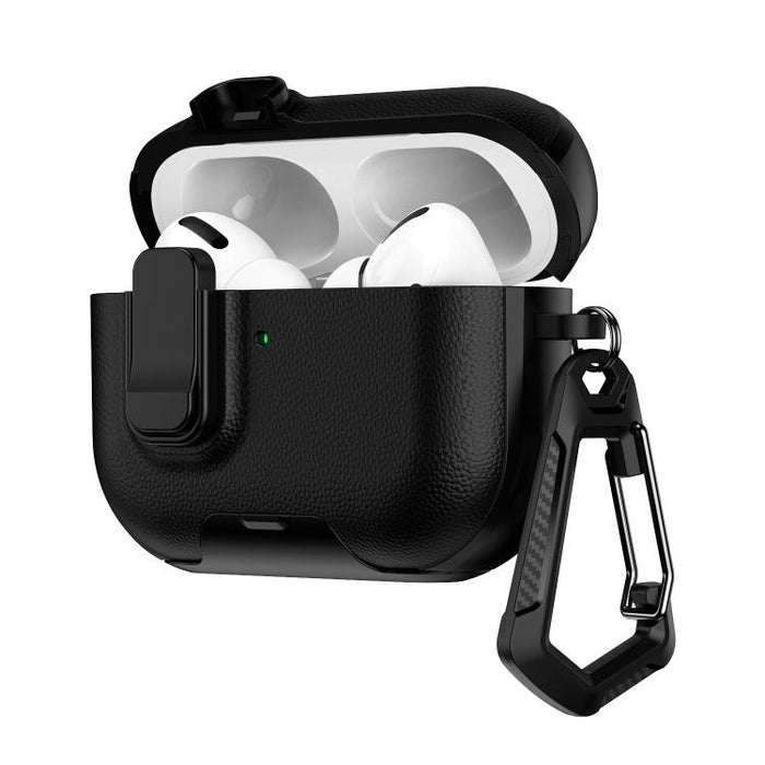 Litchi Texture Earphone Case with Holder & Security Lock, For AirPods Pro 2, For AirPods Pro