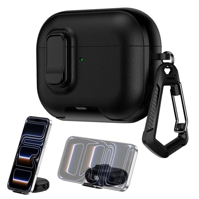 Litchi Texture Earphone Case with Holder & Security Lock, For AirPods Pro 2, For AirPods Pro