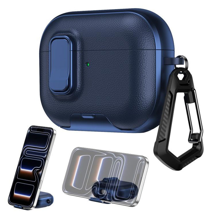 Litchi Texture Earphone Case with Holder & Security Lock, For AirPods Pro 2, For AirPods Pro