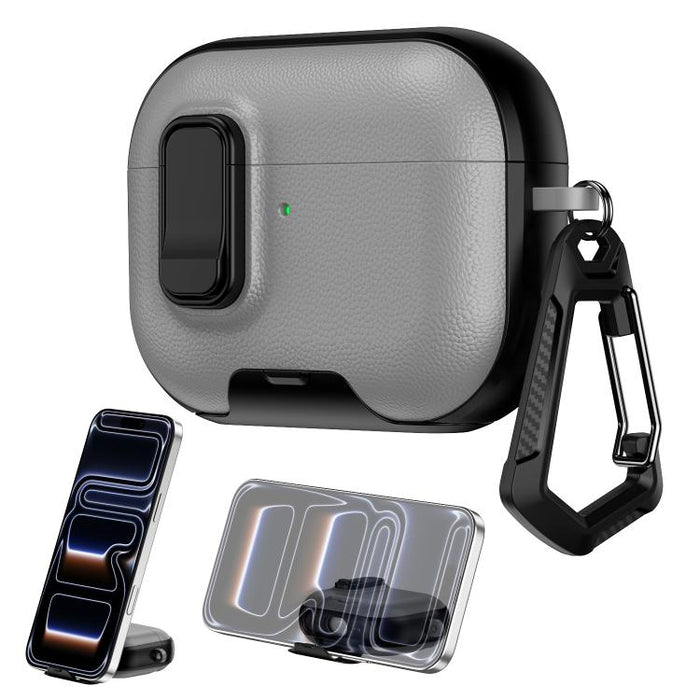 Litchi Texture Earphone Case with Holder & Security Lock, For AirPods Pro 2, For AirPods Pro