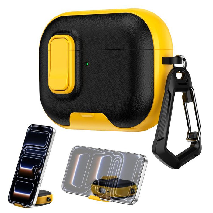 Litchi Texture Earphone Case with Holder & Security Lock, For AirPods Pro 2, For AirPods Pro