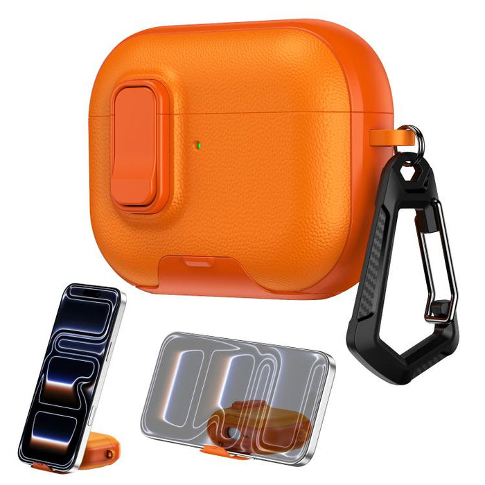Litchi Texture Earphone Case with Holder & Security Lock, For AirPods Pro 2, For AirPods Pro