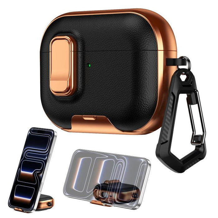 Litchi Texture Earphone Case with Holder & Security Lock, For AirPods Pro 2, For AirPods Pro