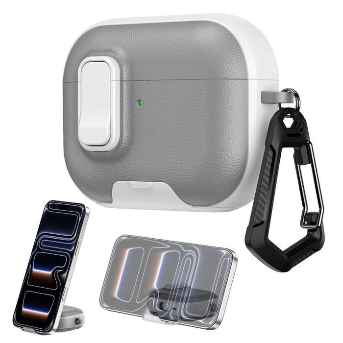 Litchi Texture Earphone Case with Holder & Security Lock, For AirPods Pro 2, For AirPods Pro