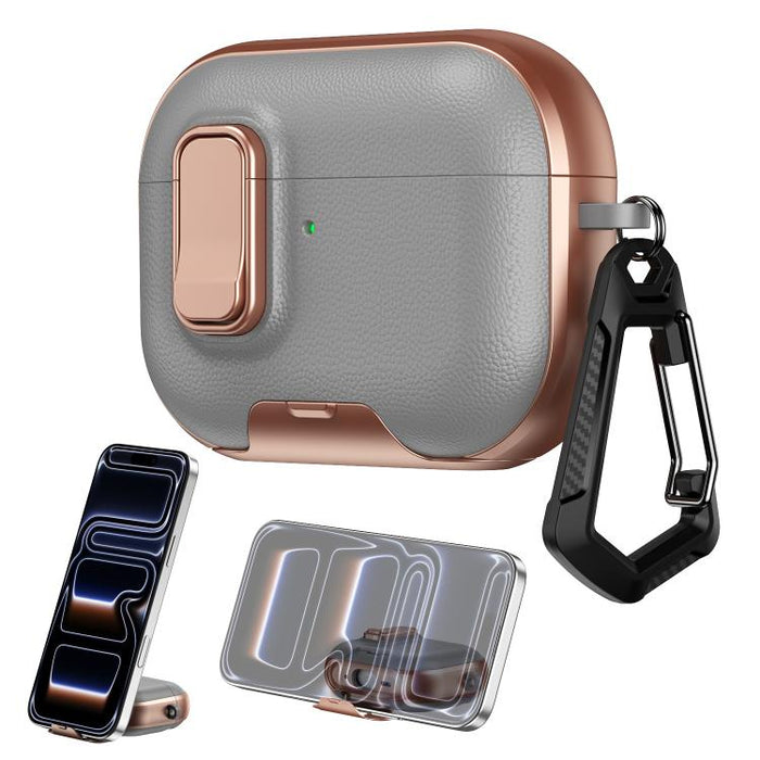 Litchi Texture Earphone Case with Holder & Security Lock, For AirPods Pro 2, For AirPods Pro