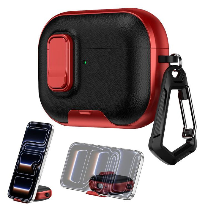 Litchi Texture Earphone Case with Holder & Security Lock, For AirPods Pro 2, For AirPods Pro