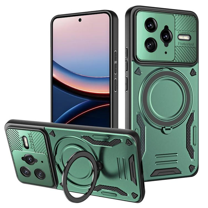 Funda para teléfono MagSafe 2 en 1 de TPU con soporte giratorio, For Xiaomi 17 Pro Max, For Xiaomi 17, For Xiaomi Poco F7 Ultra / Redmi K80 Pro