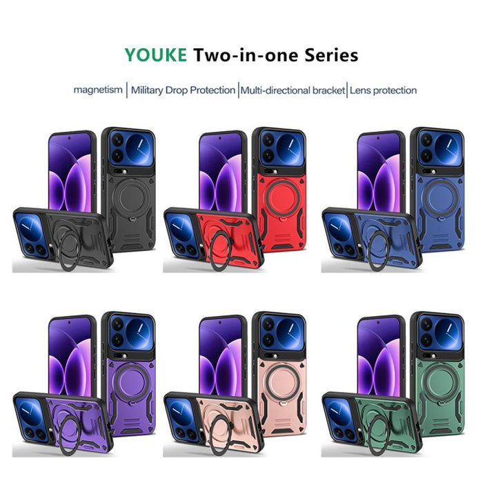 Funda para teléfono MagSafe 2 en 1 de TPU con soporte giratorio, For Xiaomi 17 Pro Max, For Xiaomi 17, For Xiaomi Poco F7 Ultra / Redmi K80 Pro