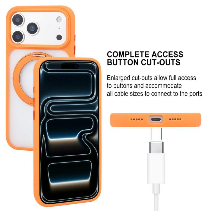 GEBEI Jazz Series 360 Degree Rotation Holder Skin Feel Frosted MagSafe Phone Case, For iPhone 17 Pro Max, For iPhone 17 Pro