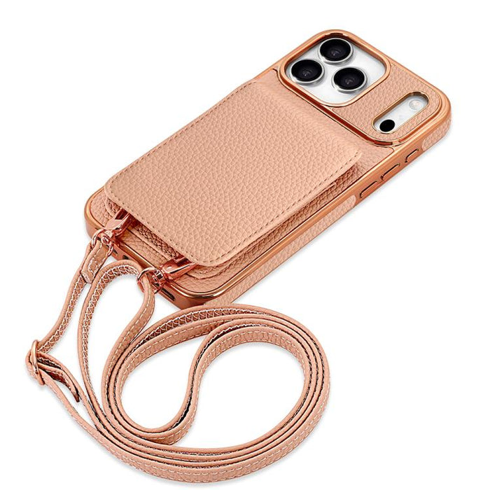 VIETAO Litchi Texture Wallet PU Phone Case with Lanyard, For iPhone 17 Pro Max, For iPhone 17 Pro