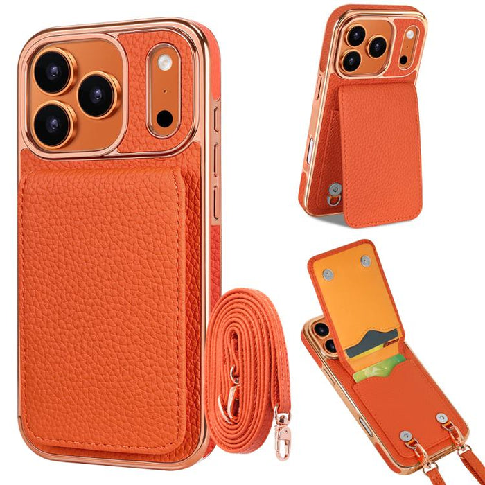 VIETAO Litchi Texture Wallet PU Phone Case with Lanyard, For iPhone 17 Pro Max, For iPhone 17 Pro