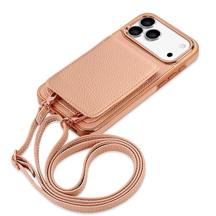 VIETAO Litchi Texture Wallet PU Phone Case with Lanyard, For iPhone 17 Pro Max, For iPhone 17 Pro