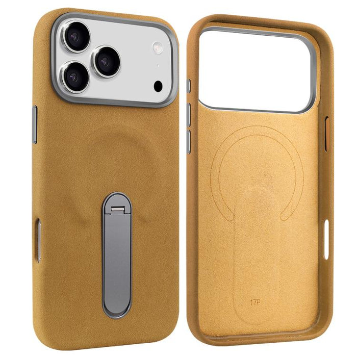 VIETAO Suede MagSafe PU Leather Phone Case with Holder, For iPhone 17 Pro Max, For iPhone 17 Pro, For iPhone 17, For iPhone Air