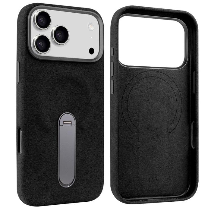 VIETAO Suede MagSafe PU Leather Phone Case with Holder, For iPhone 17 Pro Max, For iPhone 17 Pro, For iPhone 17, For iPhone Air