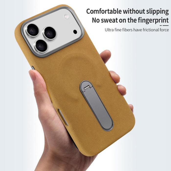 VIETAO Suede MagSafe PU Leather Phone Case with Holder, For iPhone 17 Pro Max, For iPhone 17 Pro, For iPhone 17, For iPhone Air