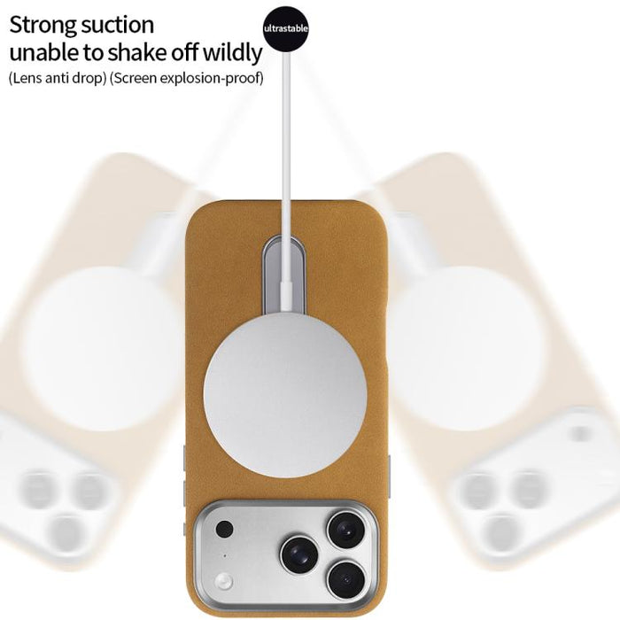 VIETAO Suede MagSafe PU Leather Phone Case with Holder, For iPhone 17 Pro Max, For iPhone 17 Pro, For iPhone 17, For iPhone Air