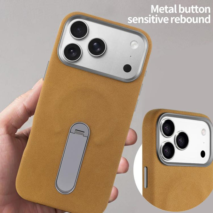 VIETAO Suede MagSafe PU Leather Phone Case with Holder, For iPhone 17 Pro Max, For iPhone 17 Pro, For iPhone 17, For iPhone Air