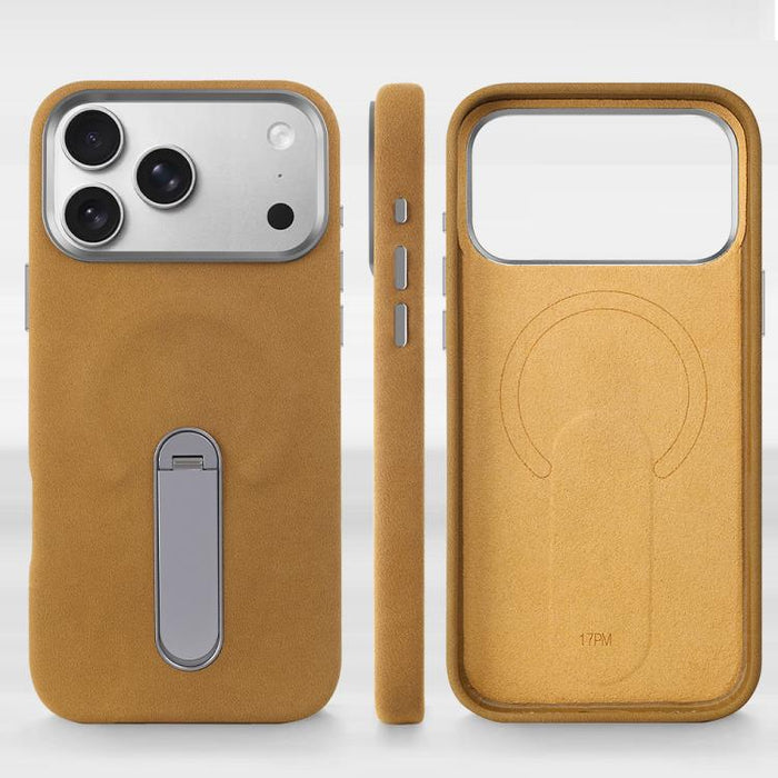VIETAO Suede MagSafe PU Leather Phone Case with Holder, For iPhone 17 Pro Max, For iPhone 17 Pro, For iPhone 17, For iPhone Air