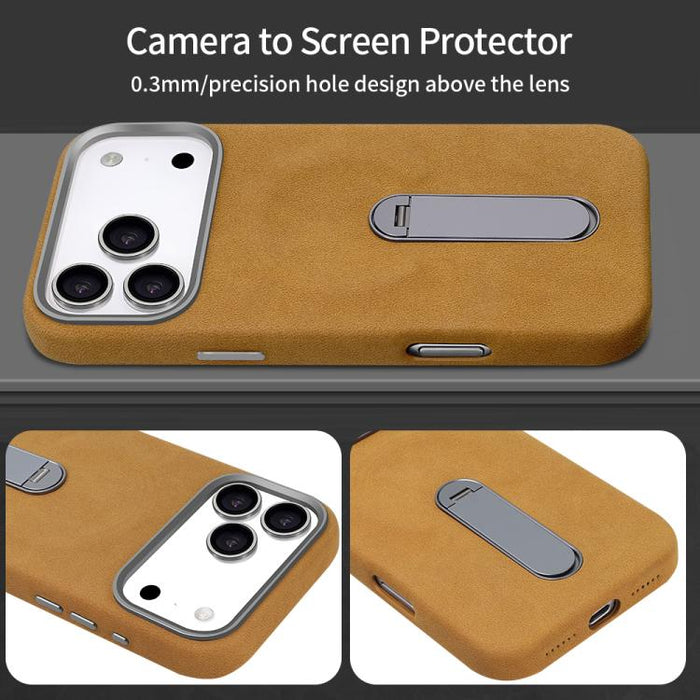 VIETAO Suede MagSafe PU Leather Phone Case with Holder, For iPhone 17 Pro Max, For iPhone 17 Pro, For iPhone 17, For iPhone Air