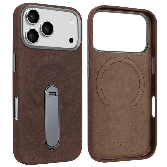 VIETAO Suede MagSafe PU Leather Phone Case with Holder, For iPhone 17 Pro Max, For iPhone 17 Pro, For iPhone 17, For iPhone Air