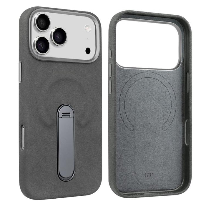 VIETAO Suede MagSafe PU Leather Phone Case with Holder, For iPhone 17 Pro Max, For iPhone 17 Pro, For iPhone 17, For iPhone Air