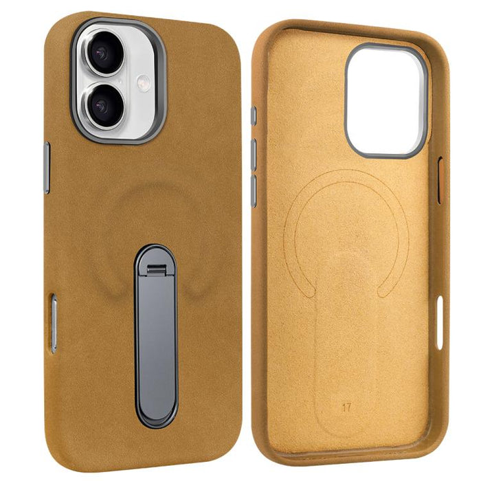 VIETAO Suede MagSafe PU Leather Phone Case with Holder, For iPhone 17 Pro Max, For iPhone 17 Pro, For iPhone 17, For iPhone Air