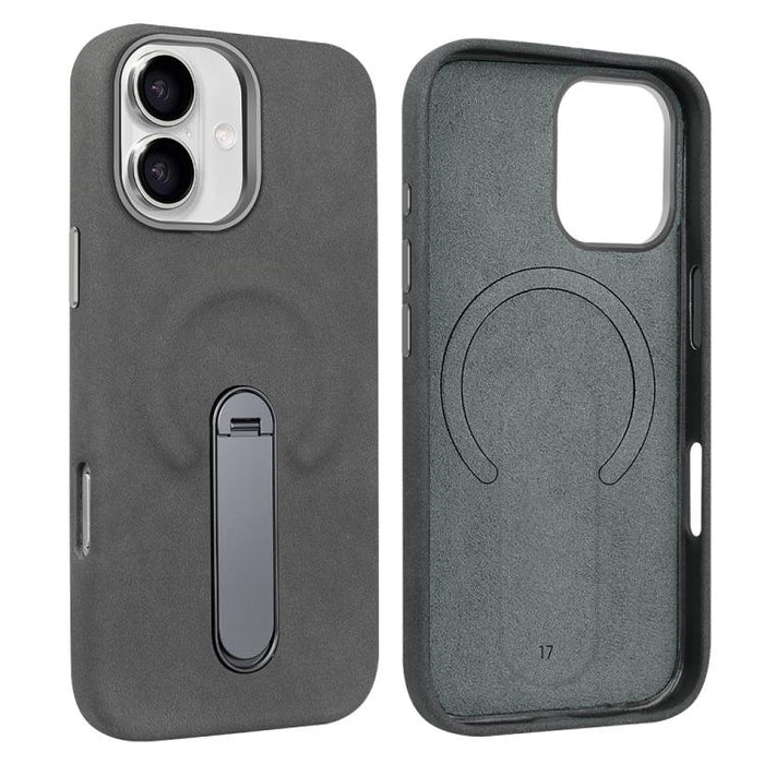 VIETAO Suede MagSafe PU Leather Phone Case with Holder, For iPhone 17 Pro Max, For iPhone 17 Pro, For iPhone 17, For iPhone Air