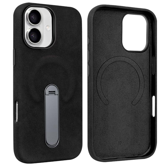 VIETAO Suede MagSafe PU Leather Phone Case with Holder, For iPhone 17 Pro Max, For iPhone 17 Pro, For iPhone 17, For iPhone Air