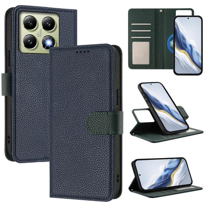 Funda magnética desmontable para teléfono con textura de lichi y cubierta de cuero vegano., For Xiaomi 15 Pro, For Xiaomi 15, For Xiaomi 14T Pro, For Xiaomi 14T, For Xiaomi 14 Ultra