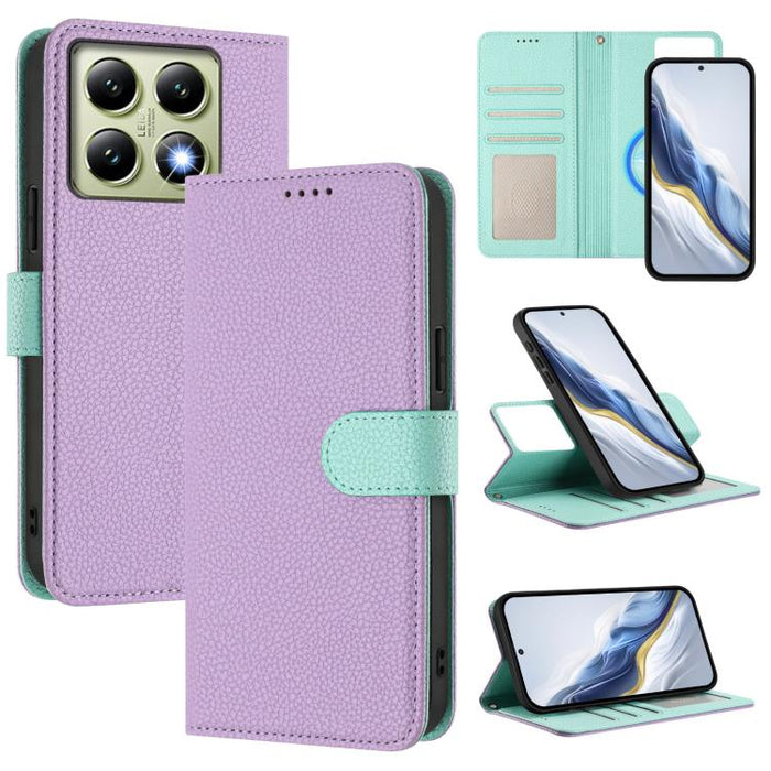 Funda magnética desmontable para teléfono con textura de lichi y cubierta de cuero vegano., For Xiaomi 15 Pro, For Xiaomi 15, For Xiaomi 14T Pro, For Xiaomi 14T, For Xiaomi 14 Ultra