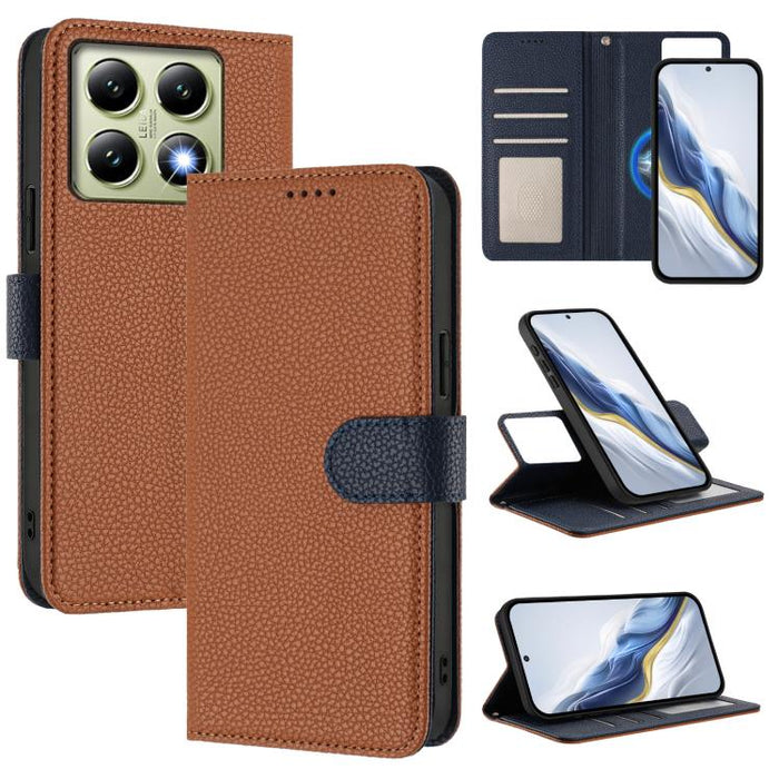 Funda magnética desmontable para teléfono con textura de lichi y cubierta de cuero vegano., For Xiaomi 15 Pro, For Xiaomi 15, For Xiaomi 14T Pro, For Xiaomi 14T, For Xiaomi 14 Ultra