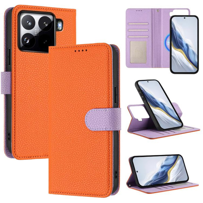 Funda magnética desmontable para teléfono con textura de lichi y cubierta de cuero vegano., For Xiaomi 15 Pro, For Xiaomi 15, For Xiaomi 14T Pro, For Xiaomi 14T, For Xiaomi 14 Ultra