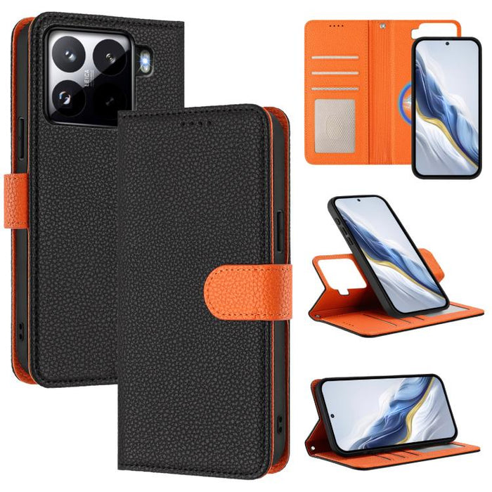 Funda magnética desmontable para teléfono con textura de lichi y cubierta de cuero vegano., For Xiaomi 15 Pro, For Xiaomi 15, For Xiaomi 14T Pro, For Xiaomi 14T, For Xiaomi 14 Ultra