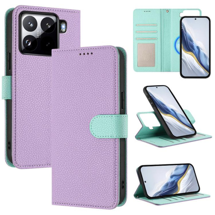 Funda magnética desmontable para teléfono con textura de lichi y cubierta de cuero vegano., For Xiaomi 15 Pro, For Xiaomi 15, For Xiaomi 14T Pro, For Xiaomi 14T, For Xiaomi 14 Ultra