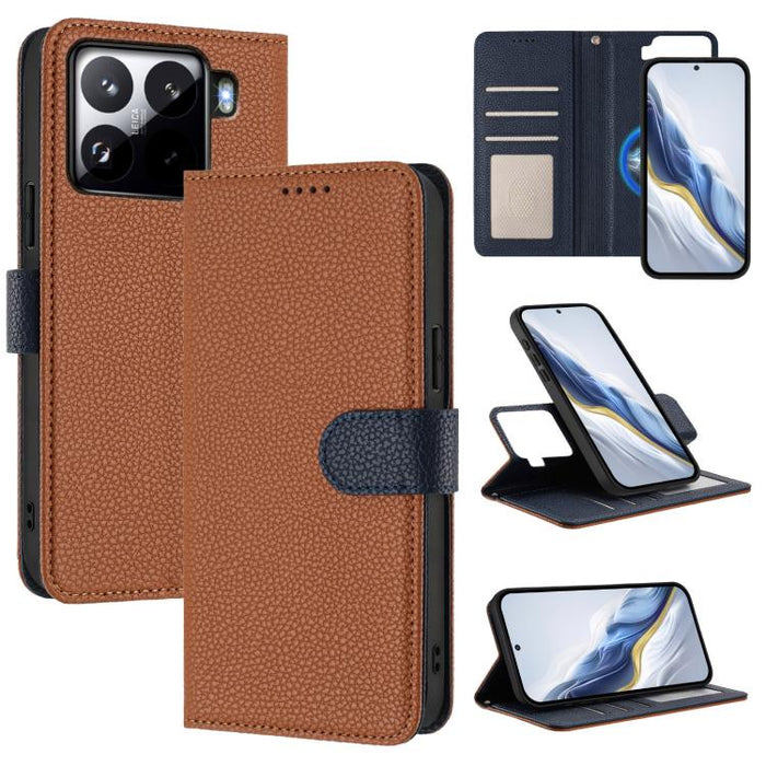 Funda magnética desmontable para teléfono con textura de lichi y cubierta de cuero vegano., For Xiaomi 15 Pro, For Xiaomi 15, For Xiaomi 14T Pro, For Xiaomi 14T, For Xiaomi 14 Ultra