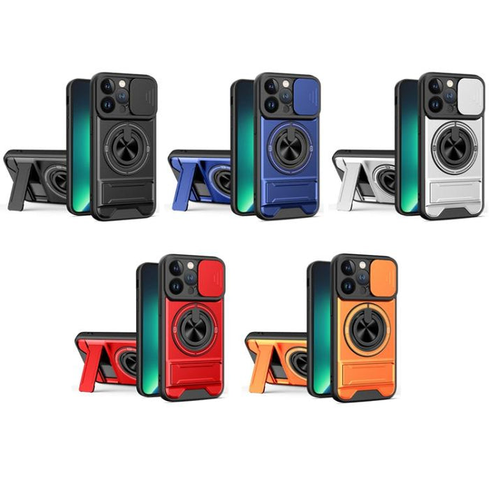 Funda para teléfono multifuncional magnética a prueba de golpes con ventana deslizante para lente, For iPhone 12, For iPhone 12 Pro Max, For iPhone 12 Pro, For iPhone 11 Pro Max, For iPhone 11, For iPhone XS Max